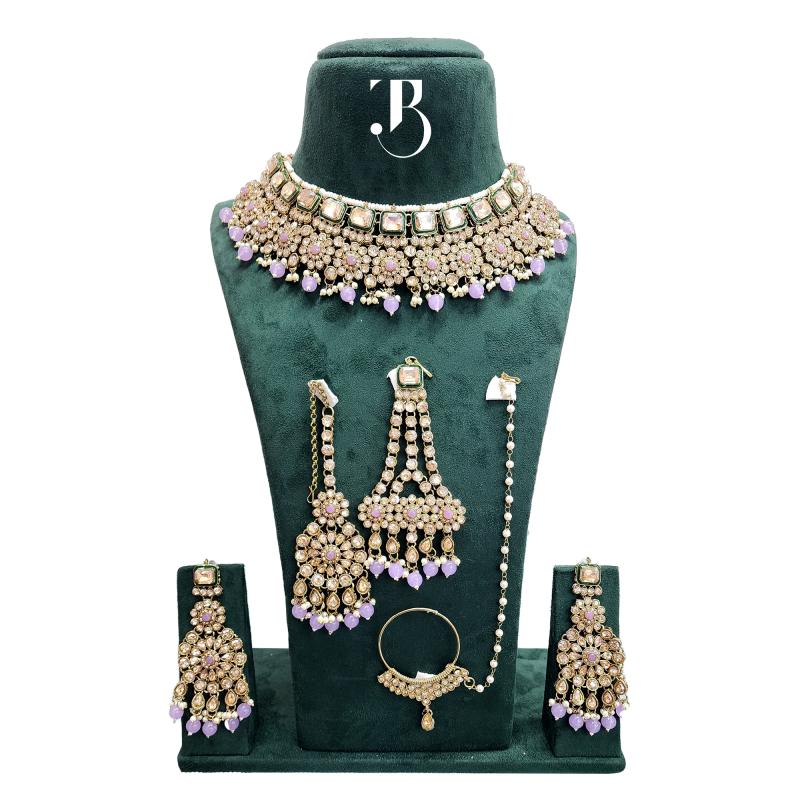 TBJ Bridal Jewelry Set (Violet Pearl) Bride Style | Artificial Fashion | Wedding Necklace Set for Women