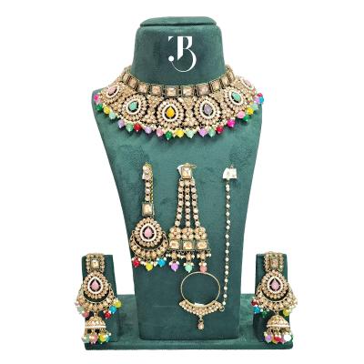 TBJ Bridal Jewelry Set (Multi Color Pearl) Bridal look | Artificial Fashion | Bollywood style Necklace Set for Women
