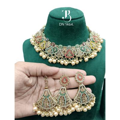 TBJ Wedding jewellery set Kundan Round Gold Pearl | Bridal Ornaments | Traditional Jewelry for women | Special occasion accessories