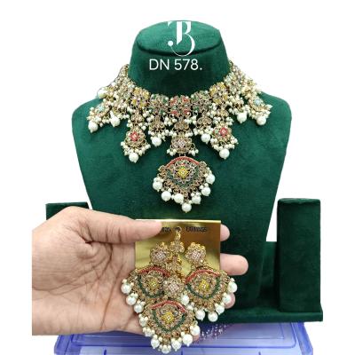 TBJ Wedding jewellery set Kundan White Pearl | Bridal Ornaments | Traditional Jewelry for women | Special occasion accessories